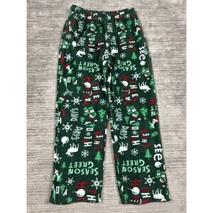 Fruit of the Loom Pajama‎ Pants Mens Medium Green Fleece Christmas Pull On